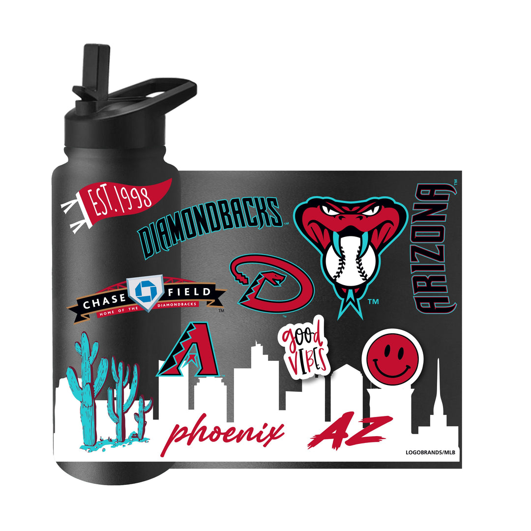 Arizona Diamondbacks Native Logos Water Bottle - BLACK / 34