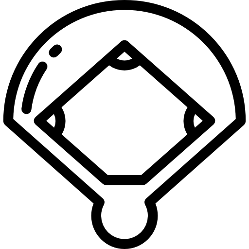 Simple line drawing icon of a baseball diamond or baseball field.