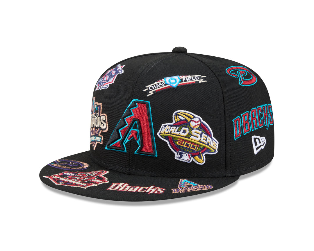 Arizona Diamondbacks Mens New Era All Over Logo Snapback Cap