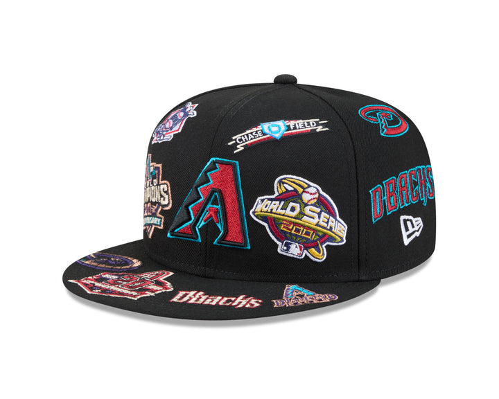 Arizona Diamondbacks Mens New Era All Over Logo Snapback Cap