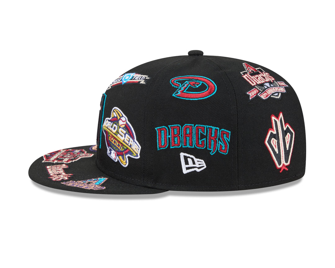 Arizona Diamondbacks Mens New Era All Over Logo Snapback Cap