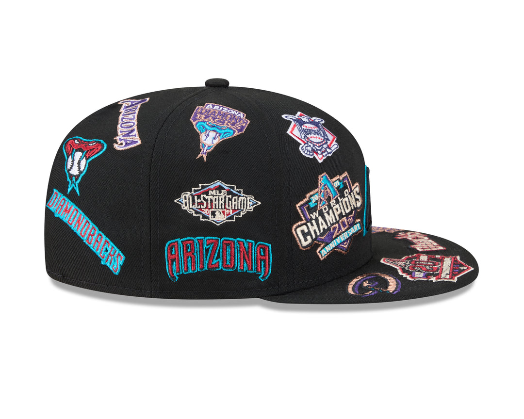 Arizona Diamondbacks Mens New Era All Over Logo Snapback Cap