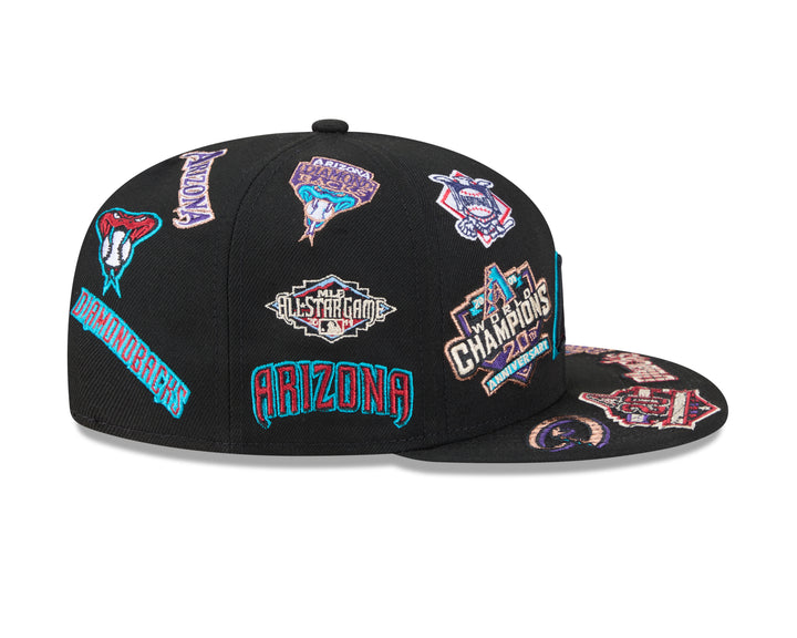 Arizona Diamondbacks Mens New Era All Over Logo Snapback Cap