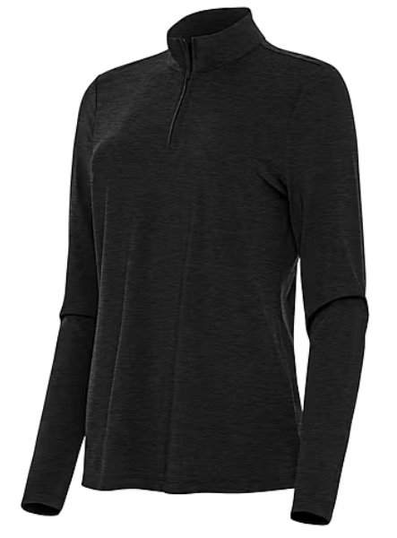 Antigua Womens Bright 1/4 Zip Black Jacket