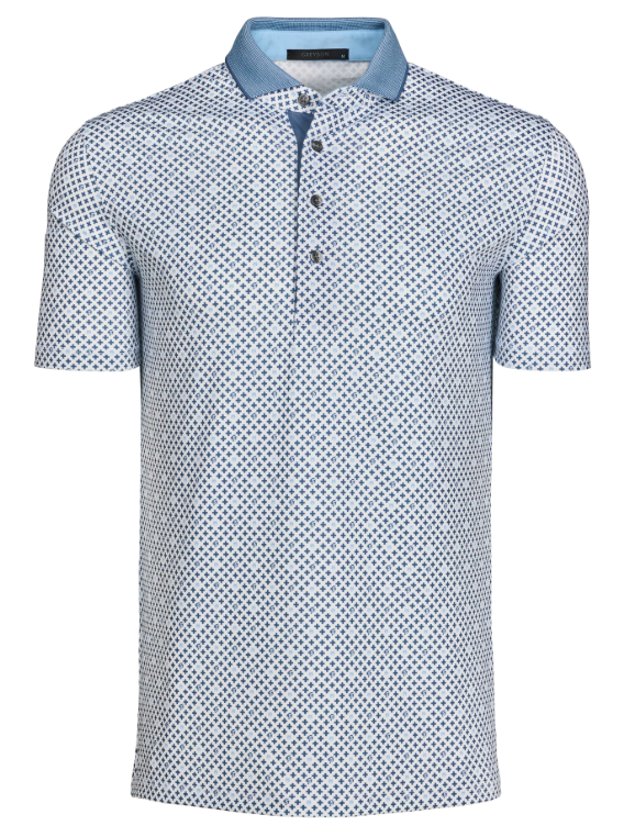 Greyson Mens Pack Mentality White Blue Polo
