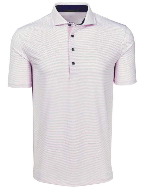 Greyson Mens Saranac Pink Stripe Polo