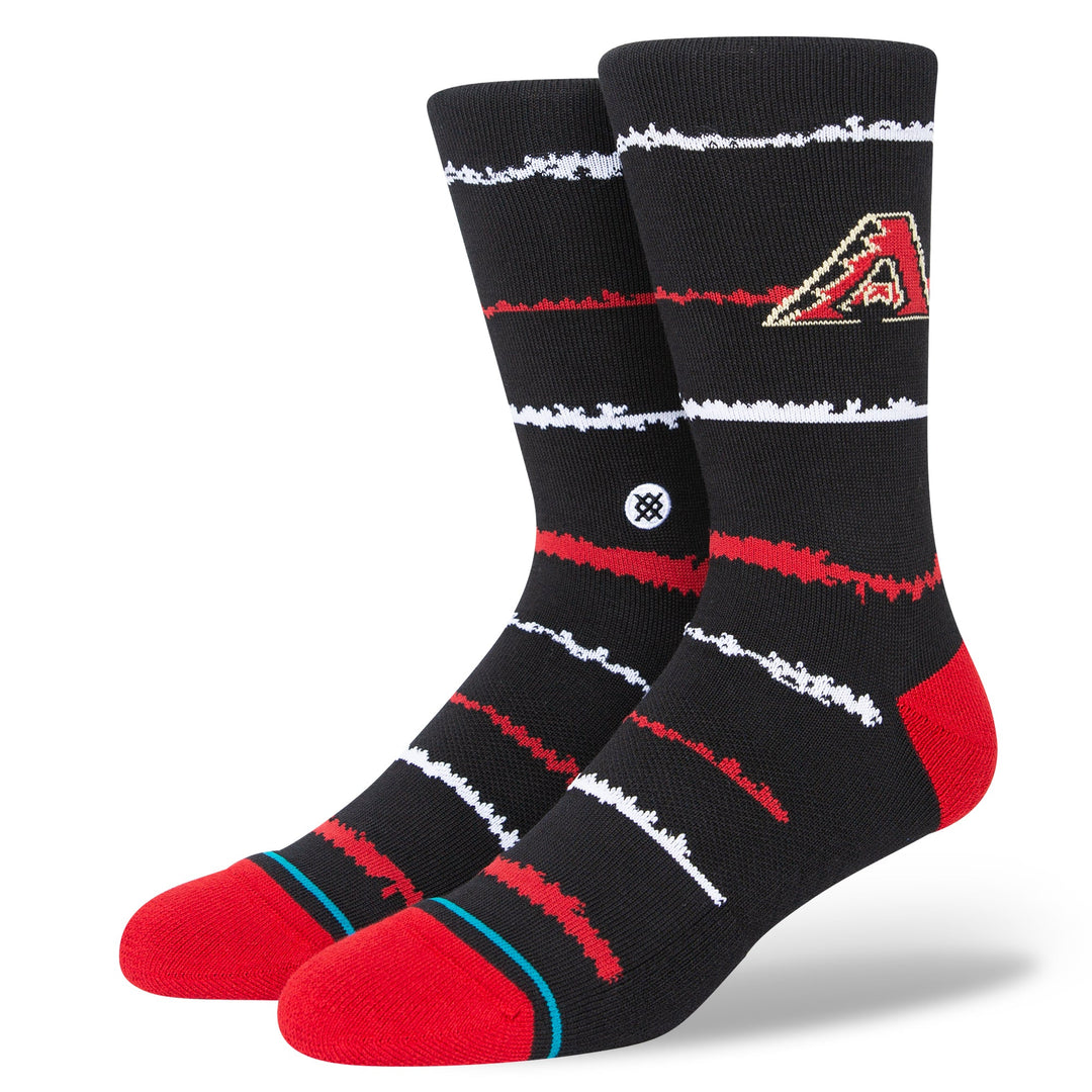 Arizona Diamondbacks Chalk Crew Socks - BLACK/RED / LARGE